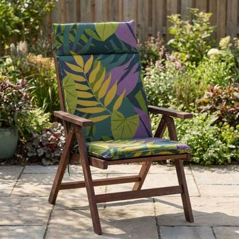 Preview: Lot de 4 coussins confortables pour dossier haut, motif feuilles vert, 120 x 50 cm, coussins de chaise de jardin pour la détente, stylés et durables