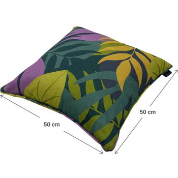 Preview: Dekoratives Deko-Kissen Blätterdesign grün, 50 x 50 cm, robustes & farbechtes Kissen für Gartenmöbel, Lounge & Balkon