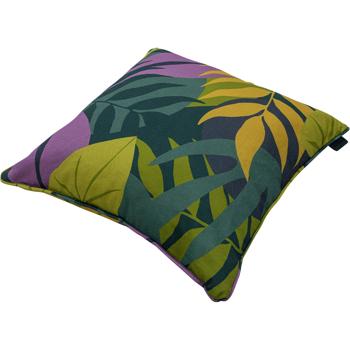 Preview: set of 4 decorative cushions leaf design green, 50 x 50 cm, robust & colorfast cushion for garden furniture, lounge & balcony