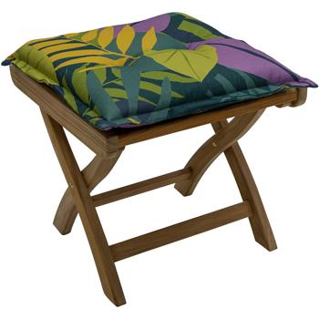 Preview: Decorative chair cushion leaf design green, 50 x 50 cm, robust & colorfast cushion for garden chairs and stools