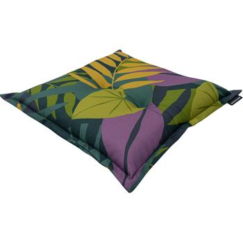 Preview: set of 2 decorative chair cushions leaf design green, 50 x 50 cm, robust & colorfast cushion for garden chairs and stools