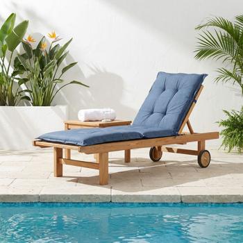 Preview: Coussin pour transat – Garnissage doux et confortable, cobalt, 200 x 65 cm – Protection UV, liens & sangle – Pour jardin, balcon, chaise longue, bain de soleil