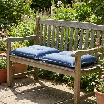 Preview: Set of 2 garden seat cushions 50x50 cm cobalt blue – 7 cm thick chair pads with UV protection – Comfortable SG-20 filling – Modern design without ties – Cotton blend