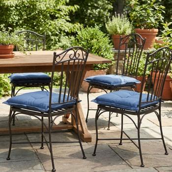 Preview: Lot de 4 coussins de jardin pour assise 50x50 cm bleu cobalt – Coussins de chaise 7 cm d’épaisseur avec protection UV – Rembourrage confortable SG‑20 – Design moderne sans liens – Mélange coton