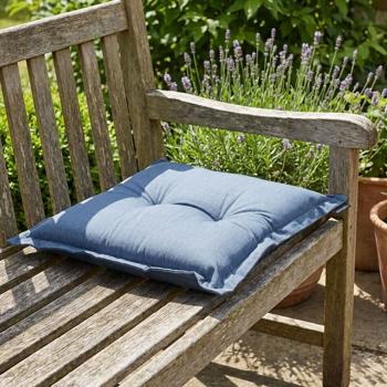 Preview: Lot de 4 coussins de jardin pour assise 50x50 cm bleu cobalt – Coussins de chaise 7 cm d’épaisseur avec protection UV – Rembourrage confortable SG‑20 – Design moderne sans liens – Mélange coton