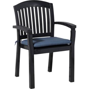 Preview: 4er-Set Stuhlkissen 46x48 cm Kobalt-Blau - Bequeme Sitzkissen für Esszimmer & Gartenstühle - 4,5 cm Dicke - UV-Schutz - Mit Befestigungsbändern - SG-20 Füllung