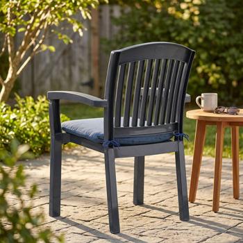 Preview: Set of 4 chair cushions 46 x 48 cm cobalt blue – Comfortable seat cushions for dining and garden chairs – 4.5 cm thick – UV protection – With fastening ties – SG-20 filling