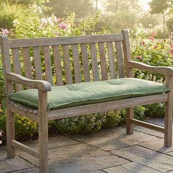 Preview: Coussin pour banc vert 150x48 cm – Rembourrage confortable SG‑20 de 6 cm – Coussin d’assise pour banc de jardin en coton et polyester – Protection UV, coussin pour banc de jardin