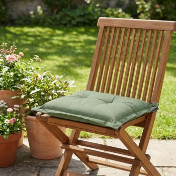 Preview: Lot de 4 coussins de jardin 50x50 cm verts – Coussins de chaise 7 cm d’épaisseur avec protection UV – Garnissage confortable SG-20 – Design moderne sans liens – Mélange coton