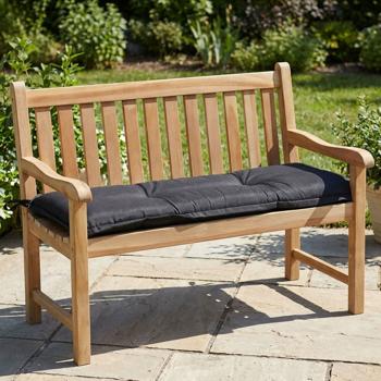 Preview: Coussin de banc noir 120x48 cm – Garnissage confortable 6 cm SG-20 – Coussin d’assise pour banc de jardin en coton et polyester – Protection UV, coussin pour banc de jardin