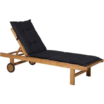 Preview: 2er-Set Liegen-Auflage - Weiche, komfortable Polsterung, schwarz, 200x65 cm - UV-Schutz, Bindebänder & Riemen - Für Garten, Balkon, Liegestuhl, Sonnenliege