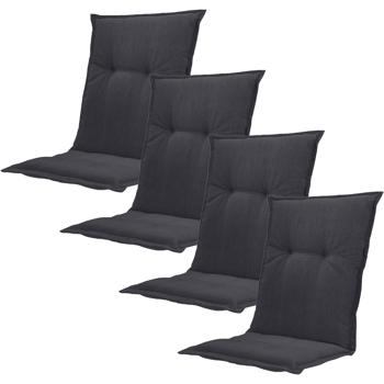 4er-Set Gartenstuhlkissen Niederlehner - Weiche, komfortable Polsterung, schwarz, 105x50cm - UV-Schutz, mit Bindebändern & Riemen, Niederlehner Polster