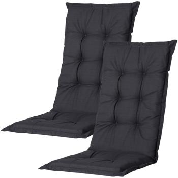 2er-Set Gartenstuhlkissen Hochlehner - Weiche, komfortable Polsterung, schwarz, 123x50cm - UV-Schutz, mit Bändern & Riemen, Hochlehner Polster
