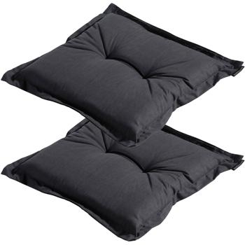 Set of 2 garden seat cushions 50x50 cm black – 7 cm thick chair pads with UV protection – Comfortable SG-20 filling – Modern design without ties – Cotton blend