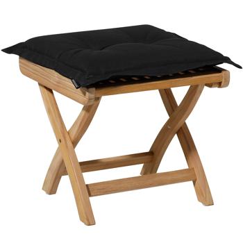 Preview: 4er-Set Garten Sitzkissen 50x50 cm Schwarz - 7cm dicke Stuhlauflagen mit UV-Schutz - Bequeme SG-20 Füllung - Modernes Design ohne Bänder - Baumwoll-Mix