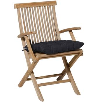 Preview: Stuhlkissen mit Steppung 46x46 cm Schwarz - Bequeme Sitzkissen für Küchen- & Gartenstühle - 8 cm Dicke - UV-Schutz - Mit Befestigungsbändern