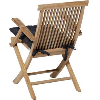 Preview: Set of 2 quilted chair cushions 46 x 46 cm black – Comfortable seat cushions for kitchen and garden chairs – 8 cm thick – UV protection – With fastening ties