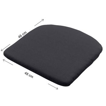 Preview: Set of 2 chair cushions 46 x 48 cm black – comfortable seat cushions for dining room & garden chairs – 4.5 cm thick – UV protection – with fastening ties – SG-20 filling