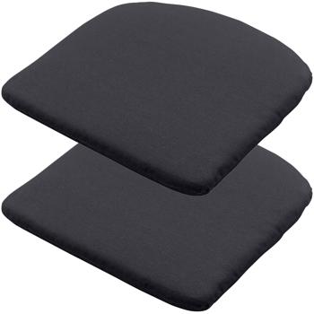 Set of 2 chair cushions 46 x 48 cm black – comfortable seat cushions for dining room & garden chairs – 4.5 cm thick – UV protection – with fastening ties – SG-20 filling