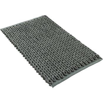 Preview: Premium bath mat 80x50 cm in cedar green – fluffy shower mat with relief knit look – non-slip bath rug made of cotton blend