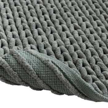 Preview: Premium bath mat 80x50 cm in cedar green – fluffy shower mat with relief knit look – non-slip bath rug made of cotton blend