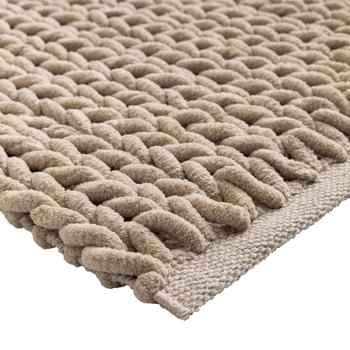 Preview: Premium bath mat 80x50 cm in sand – fluffy shower mat with textured knit look – non-slip cotton-blend bath rug