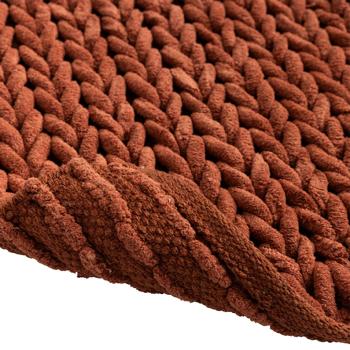 Preview: Premium bath mat 80x50 cm in terracotta – fluffy relief knit shower mat – non-slip cotton blend bath rug