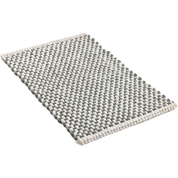 Preview: Bath mat 80x50 cm in green-white – soft chenille shower mat with knitted look – non-slip bath rug with cotton content
