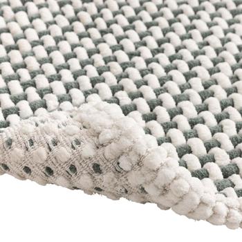 Preview: Bath mat 80x50 cm in green-white – soft chenille shower mat with knitted look – non-slip bath rug with cotton content