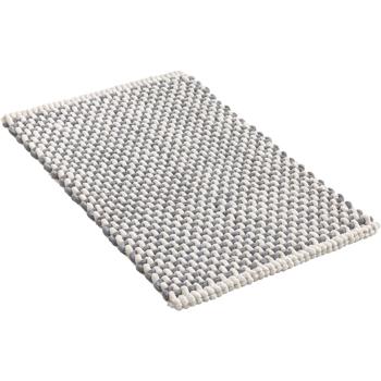 Preview: Bath mat 80x50 cm in grey-white – soft shower mat made of chenille fabric in a knitted look – non-slip bath rug with cotton content