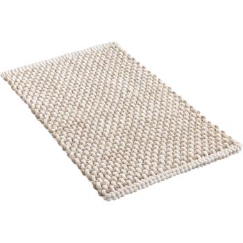 Preview: Bath mat 80x50 cm in beige-white – soft chenille shower mat with knitted look – non-slip bath rug with cotton content