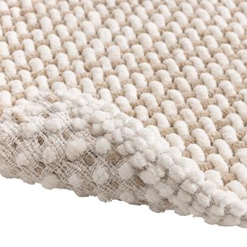 Preview: Bath mat 80x50 cm in beige-white – soft chenille shower mat with knitted look – non-slip bath rug with cotton content