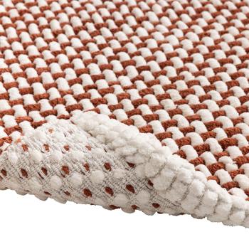 Preview: Bath mat 80x50 cm in terracotta-white – soft chenille shower mat in knitted look – non-slip bath rug with cotton content