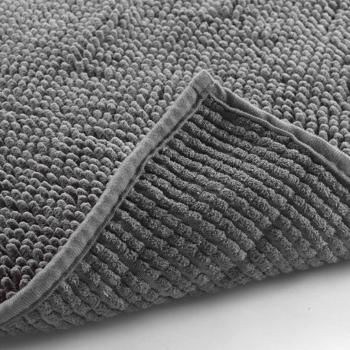 Preview: Fluffy bathroom rug 75x45 cm in anthracite – non‑slip shower mat with soft microfibre texture