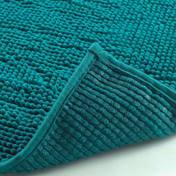 Preview: Fluffy bathroom rug 75x45 cm in emerald green – non‑slip shower mat with soft microfibre texture