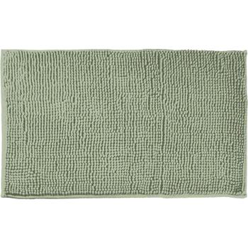 Preview: Fluffy bathroom rug 75x45 cm in green – non‑slip shower mat with soft microfibre texture