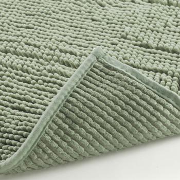 Preview: Fluffy bathroom rug 75x45 cm in green – non‑slip shower mat with soft microfibre texture