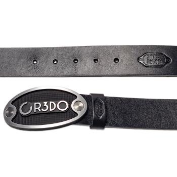 Preview: CREDO Logobelt Gürtel – Premium Echtleder Gürtel mit Logo – 100cm, Swiss Made, Schweizer Handwerkskunst, Rindsleder Schwarz, Optimaler Tragekomfort