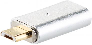 Preview: Magnetischer Micro-USB-Adapter - schnelles Laden & Datenaustausch für Smartphone/Tablet - schont USB-Anschlüsse - ultradünnes Aluminium 28x13x6mm, 3g