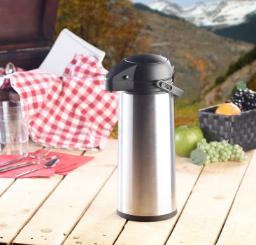 Preview: Edelstahl Pumpkanne 1,9L – Hält 24h Warm & Kalt – Vakuum-Isolierkanne mit Einhand-Pumpfunktion - Ideal für Kaffee, Tee, Glühwein & Wasser