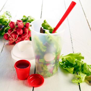 Preview: Salat-to-go-Becher - Dressingbehälter & Gabel - 2 getrennte Fächer (700ml) - BPA-frei, spülmaschinengeeignet - Ideal für Büro, Uni, Schule & Picknick