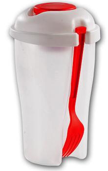 Preview: Salat-to-go-Becher - Dressingbehälter & Gabel - 2 getrennte Fächer (700ml) - BPA-frei, spülmaschinengeeignet - Ideal für Büro, Uni, Schule & Picknick