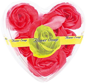 Preview: 6 rote Rosen-Duftseifen Geschenk-Box - Hautfreundliche Pflege mit zartem Rosenduft für entspannende Bäder & Händewaschen - Dekoelement - Muttertag