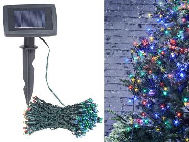 Preview: 4-farbige Solar-LED-Lichterkette 100 LEDs - für Gartenparty Weihnachten Deko-Beleuchtung - Dämmerungssensor Timer 6h IP44 10m - Blink-/Standlicht