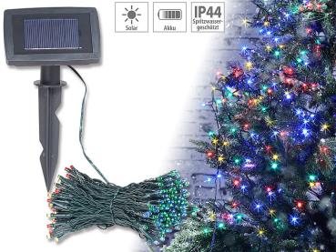 Preview: 4-farbige Solar-LED-Lichterkette 100 LEDs - für Gartenparty Weihnachten Deko-Beleuchtung - Dämmerungssensor Timer 6h IP44 10m - Blink-/Standlicht