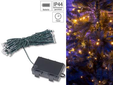 Preview: LED-Lichterkette 50 LEDs warmweiss - Flexible Outdoor/Indoor Batterie Lichterkette mit Timer (6h/18h) - 5m lang, IP44 spritzwassergeschützt, Deko
