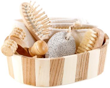 set da bagno da 6 pezzi realizzato con materiali naturali