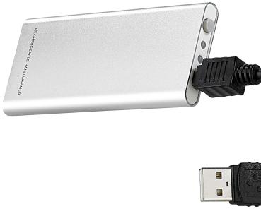 Preview: Aufladbarer Handwärmer - USB-Ladefunktion für warme Hände unterwegs - 40°C für 2h Wärme - 91x40x8mm - 42g - Lithium-Akku - Elegant, satiniertes Aluminium Preview: Aufladbarer Handwärmer - USB-Ladefunktion für warme Hände unterwegs - 40°C für 2h Wärme - 91x40x8mm - 42g - Lithium-Akku - Elegant, satiniertes Aluminium