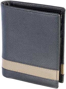 Preview: Wallet w. grooved genuine leather covered, black brown