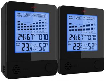 Preview: 2er-Set Thermo-Hygrometer - Misst Raum- & Wandfeuchte warnt vor Schimmelgefahr mit Alarm & 24h-Historie - Grosses LCD-Display 50x51mm